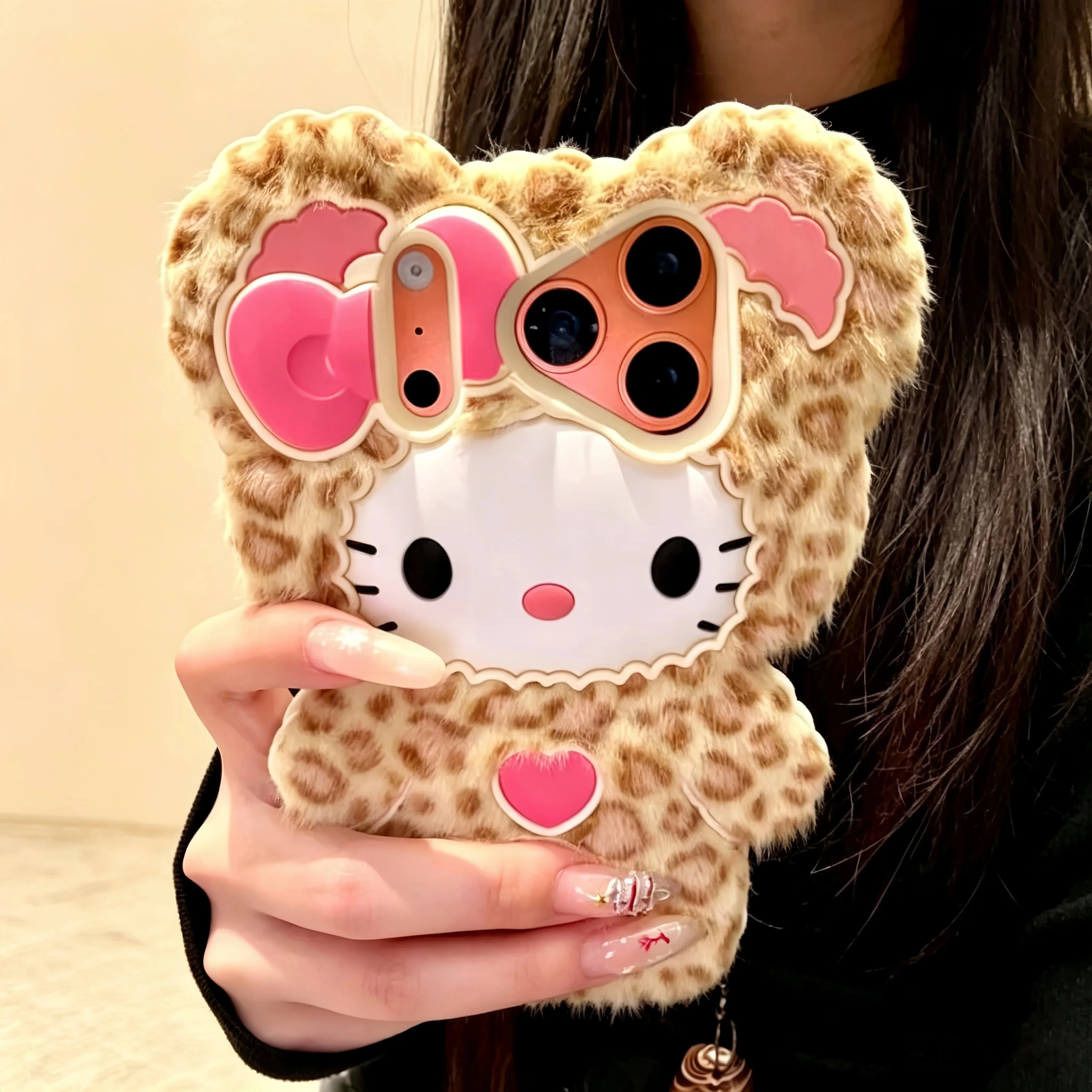 3D Printing Iphone - Fluffy Plush Hello Kitty Leopard Print
