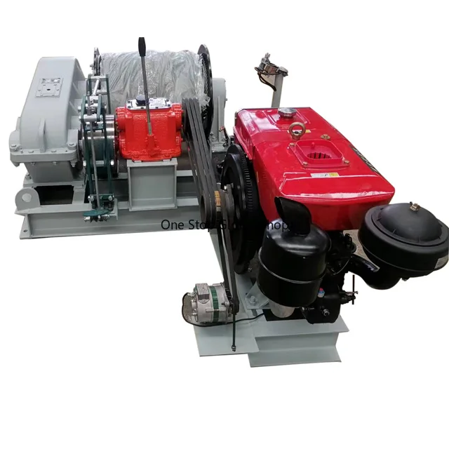 5 Ton Double Drum Winch With Petrol Or Diesel Engine For Cable Pulling In Cranes Application