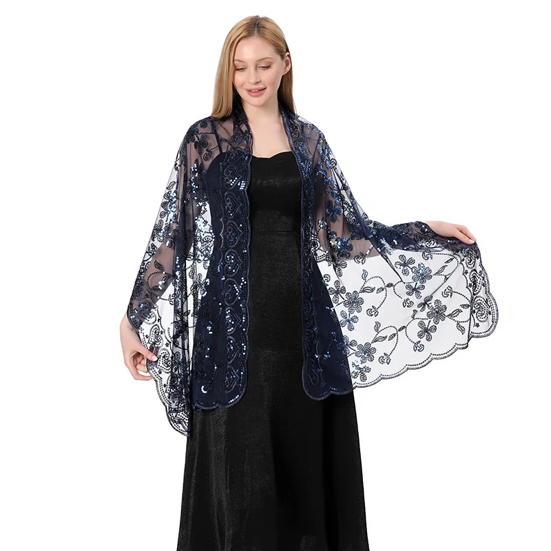 New Fashion Women Evening Dress Wedding Shawl Sequined Shrug Wraps Party Shawl Scarf Tassel Bridal Bolero Cape Mariage Shrug