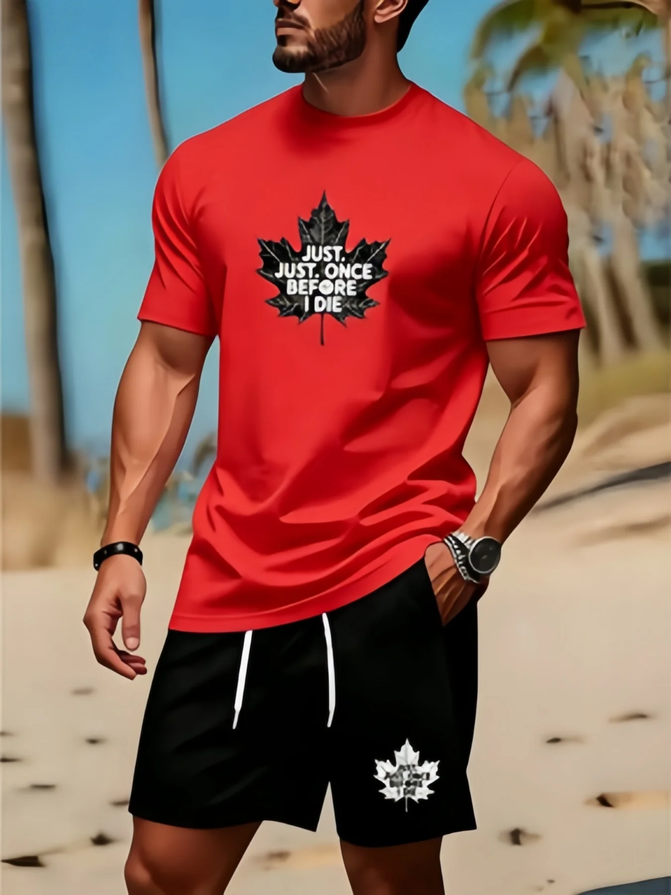 Men's Round Neck T-shirt and Shorts Set, Casual Outdoor Clothing, Comfortable and Breathable, Fashionable Summer Gothic Letter P view 4