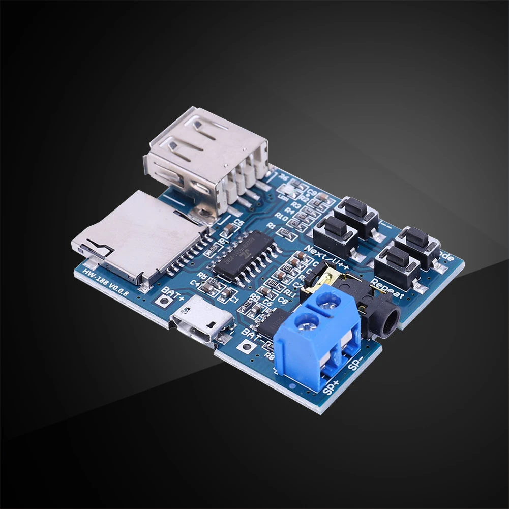 Decoding Player Amplifier Board TF Card Power Amplifier Module U Disk Micro USB Mono Channel 2W 3.7-5.5V for MP3 Player