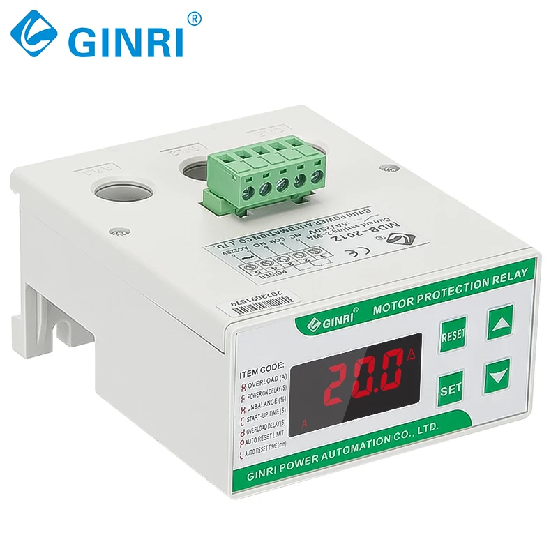 Ginri MDB-201Z  Adjustable Din Rail Mounted 3 Phase Current Protection Relay Overload Protector for Motor
