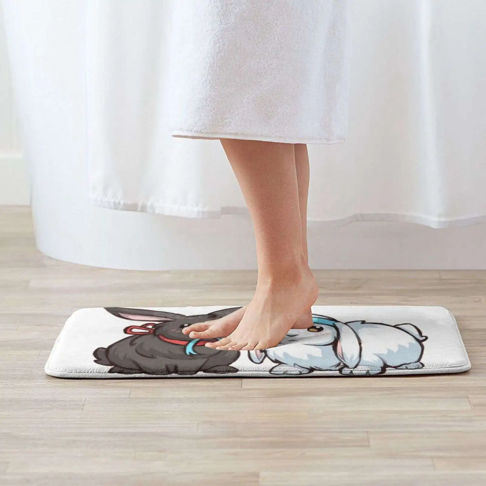 Wangxian Bunnies Door Mat Foot Pad Home Rug Wangxian The Untamed Mo Dao Zu Shi Bunnies Rabbits Cute Lan Zhan Wei Wuxian Black