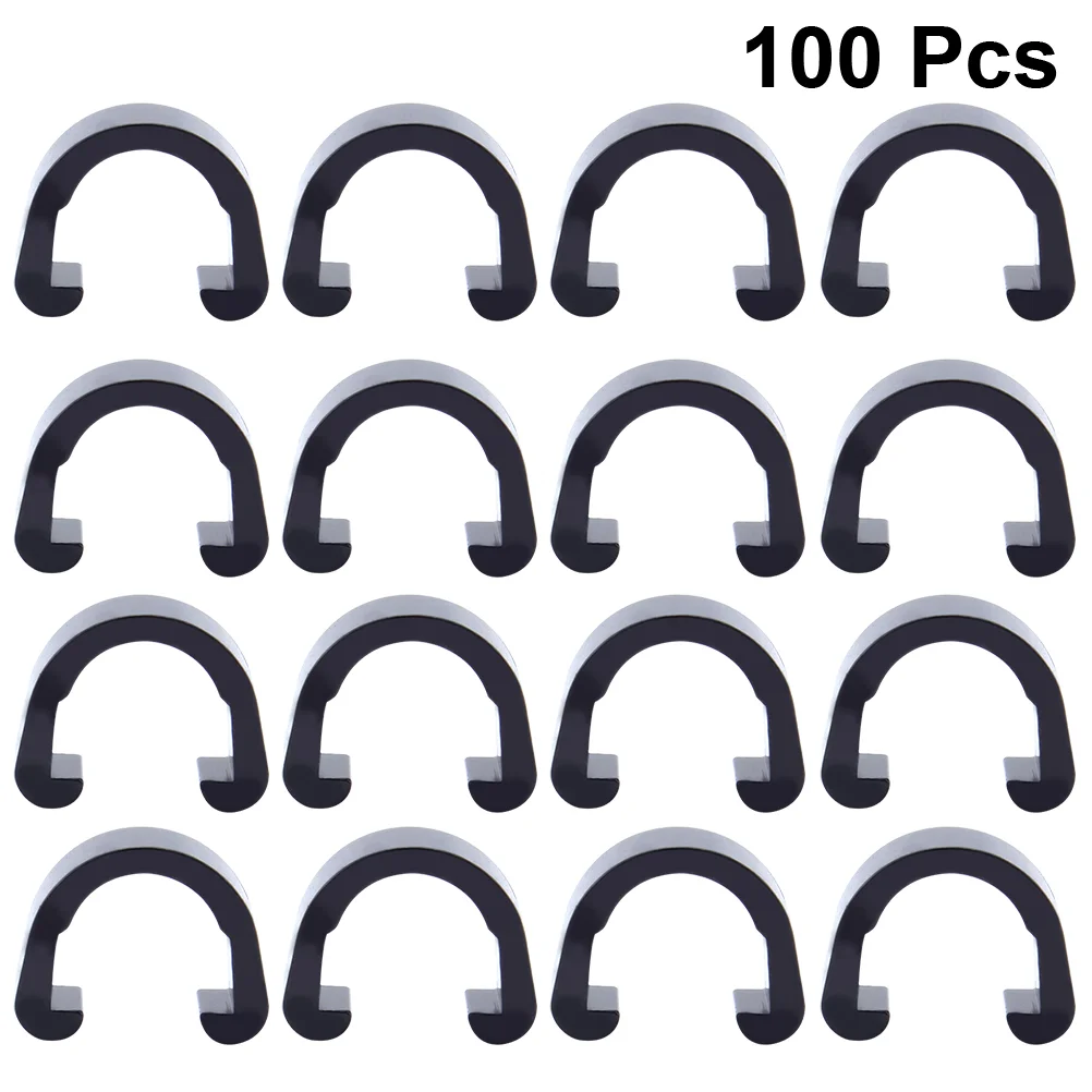 100pcs Wire Clamps Tubing Clips Mountain Bike C Shaped Buckle Bike Line Fixing Clamp Line Clips for Bike Outdoor Riding (Black)