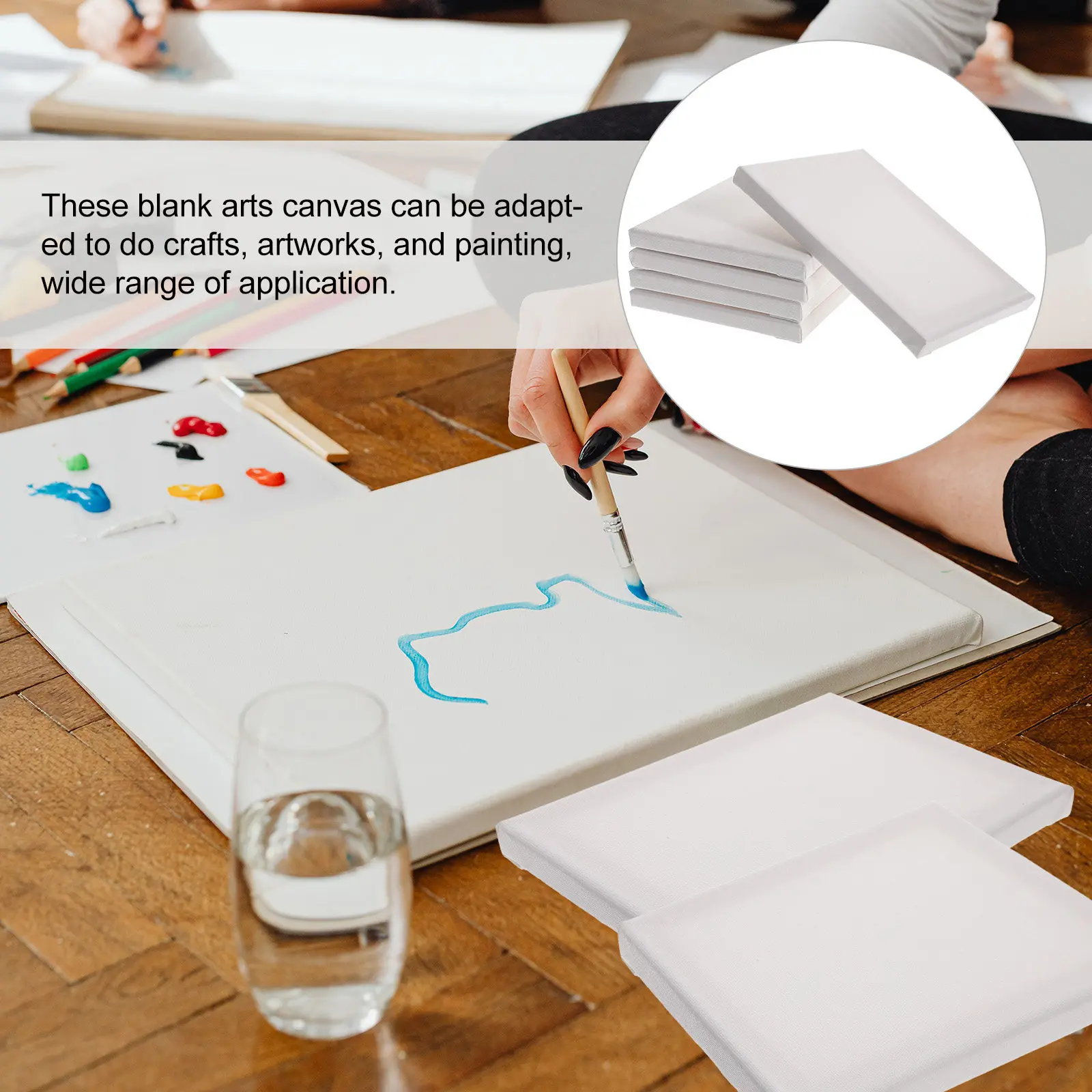 5Pcs Canvas for Painting Oil Frame Small Blank Stretched Canvas Set for Acrylic Watercolor Gouache Pastel Art Supplies Crafts
