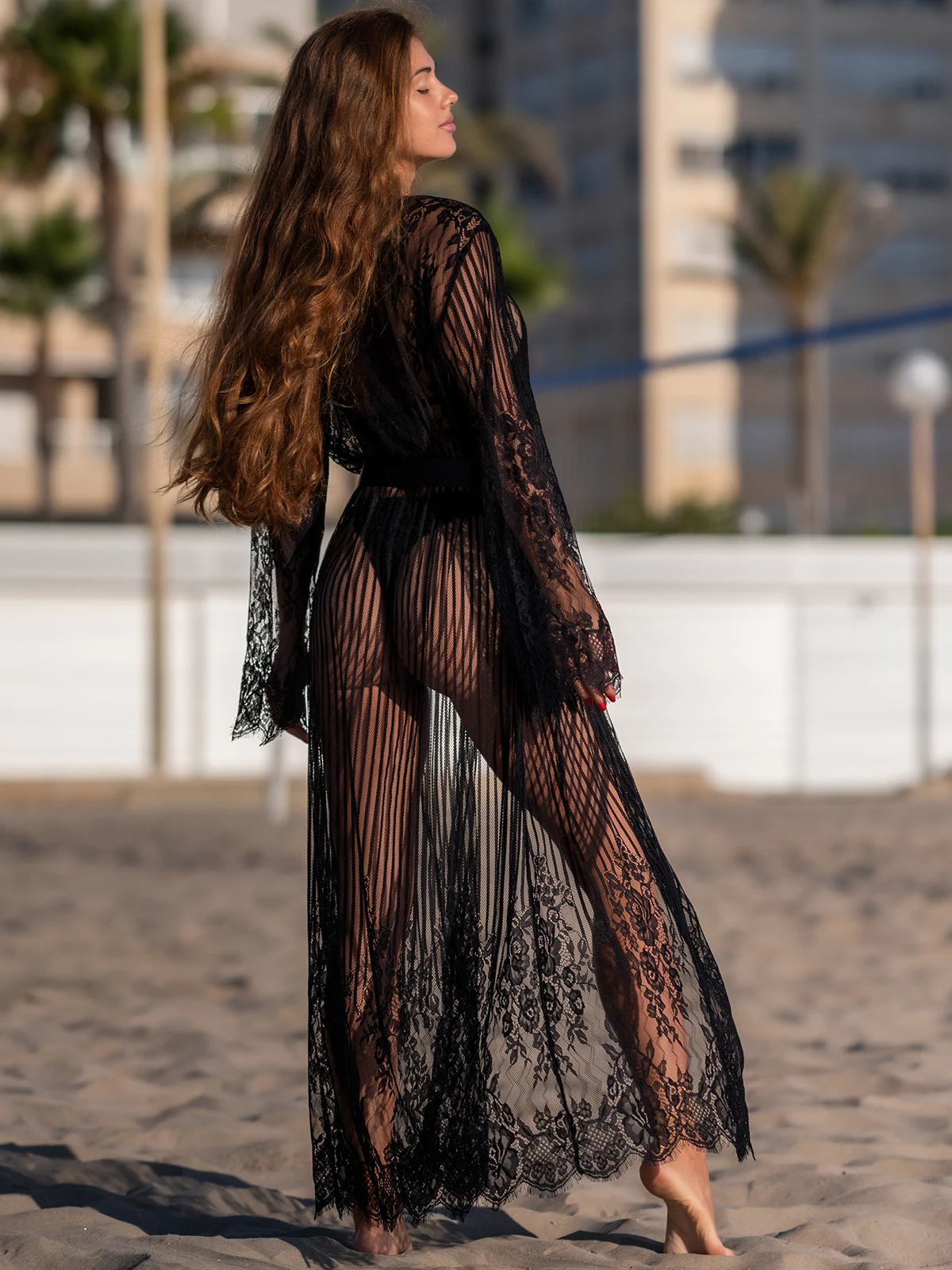 S - XL Sexy, durchsichtiges, gehäkeltes Spitzen-Tunika-Strandkleid, langes Strandkleid, Strandmode, Damen, V1318 – Detail 19