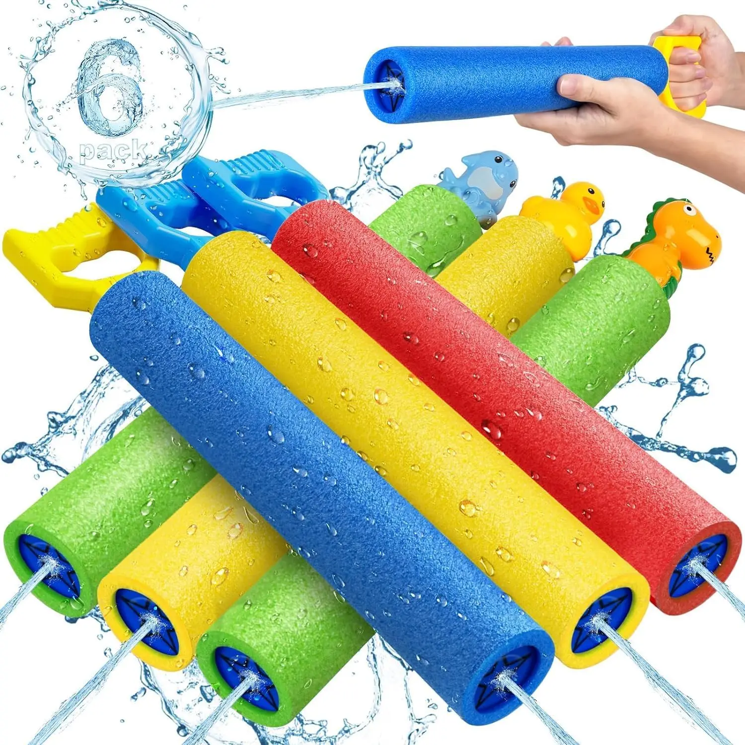 

6 Pack Water Gun Set, 40 Ft Range Super Soaker Blaster Toys for Kids Outdoor Summer Pool Beach Party Games