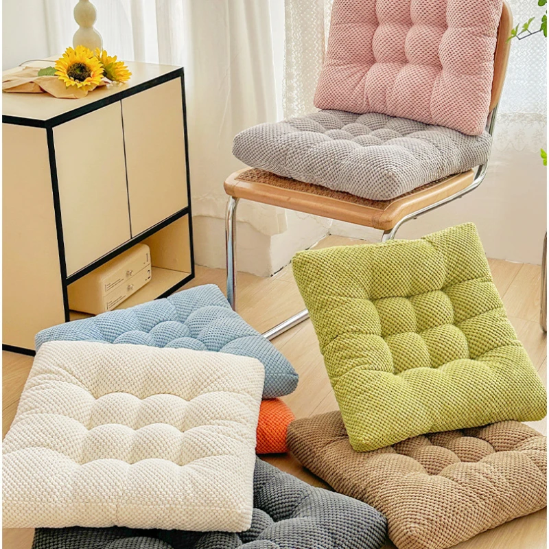 Solid Color Cream Style Thickened Square Seat Cushion for  Meal Chair and Tatami Mat Cute Pillow/Office/student   Seat Cushion