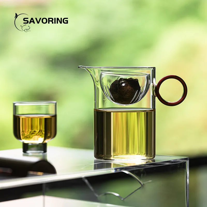 

Heat Resistant Glass Chhai Fair Cup Cerative With Filter Puer Tea Cup Divide Tea Aesthetic Cups for Tea Sea Ceremony Justice Cup