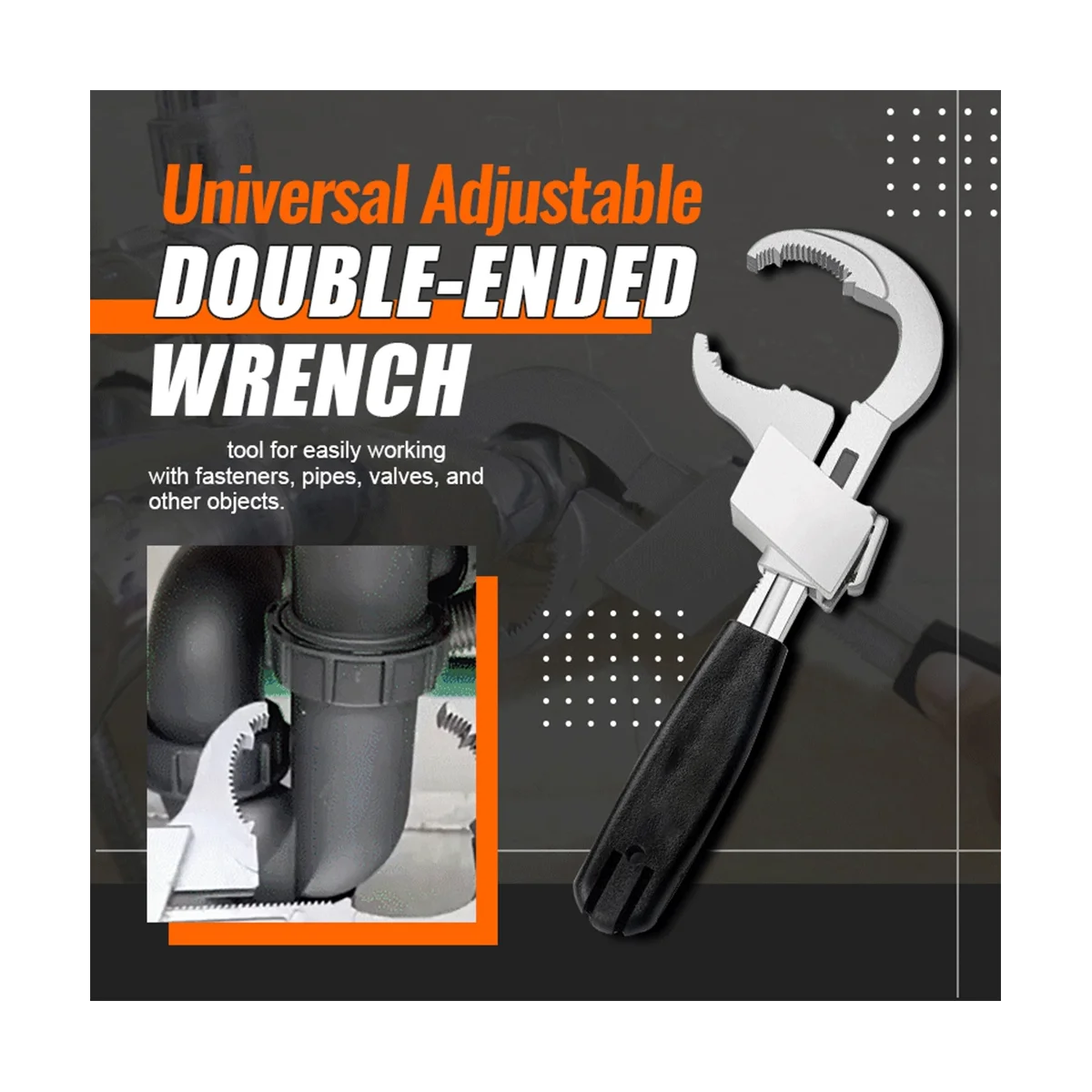 Multifunctional Bathroom Wrench Adjustable Opening 80Mm Spanner Sink Faucet Narrow Sewer Water Pipe Repair Tool