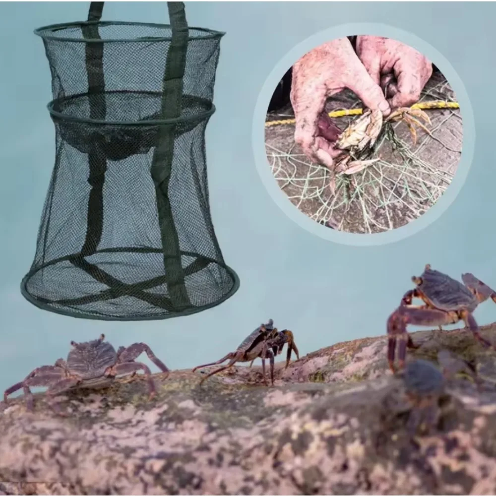 1 Red de Pesca Plegable Grande para Camarones y Peces, Trampa para Carpas y Cangrejos, Accesorios de Surfcasting, Red de Lanzamiento, Alimentador, Cesto de Pesca, Herramienta de Pesca