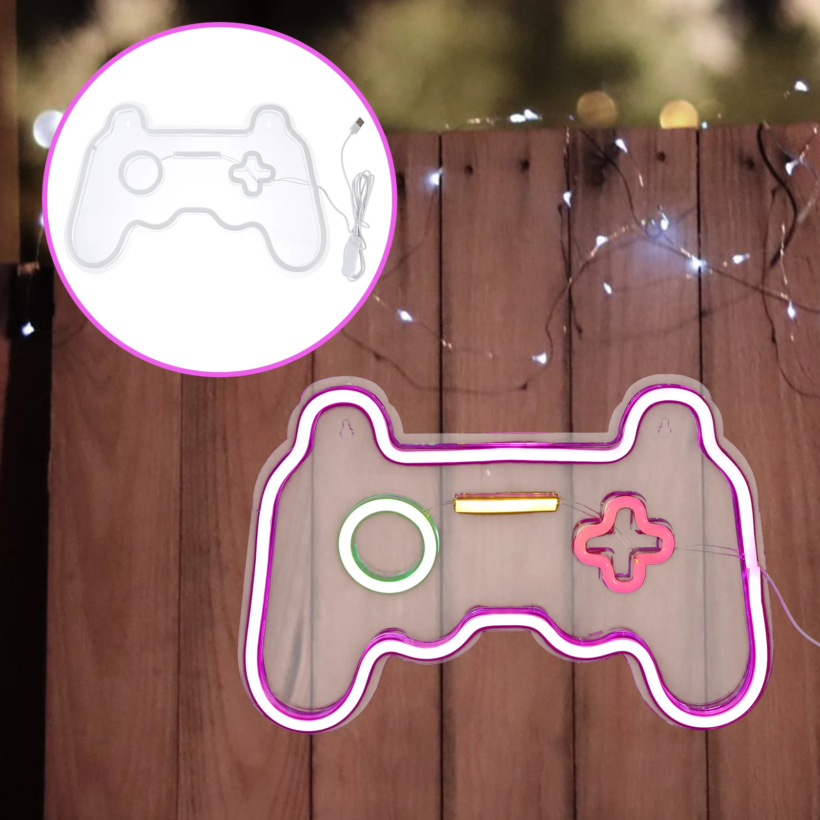

1pc Creative Game Controller Shaped Neon Light Lamp Decorative Pvc Light For Bedroom Bar Party Home Gift Business
