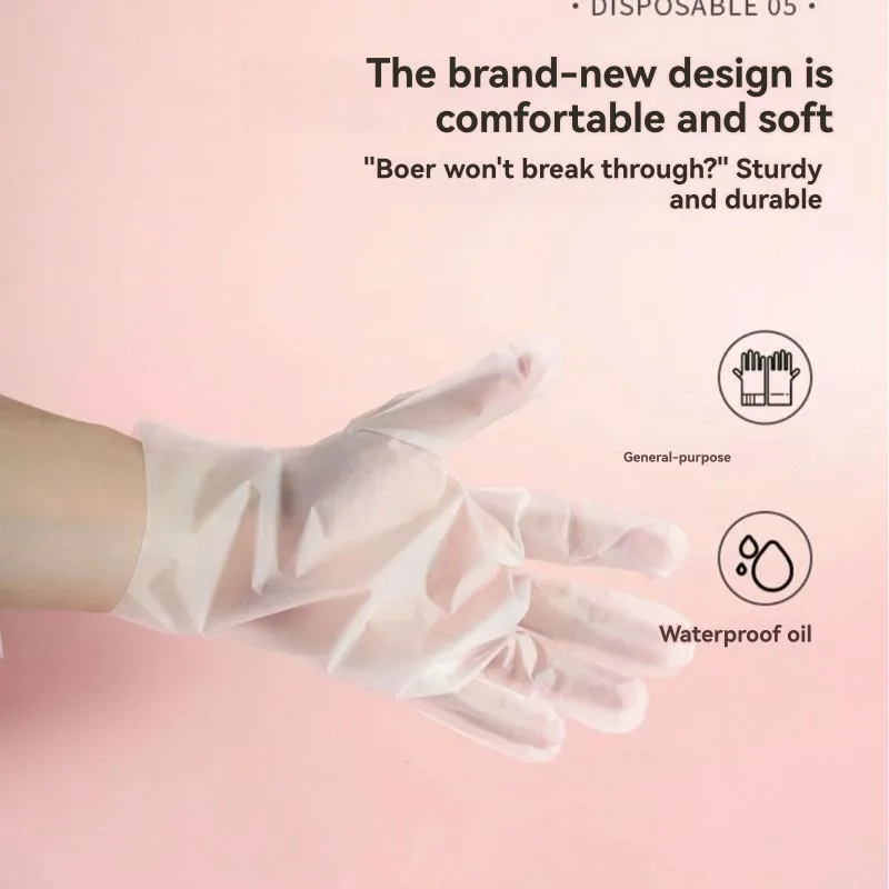 【FLASH-SALE!】Disposable Gloves For Food Service And Beauty-500-Pairs, Transparent, Slip-Resistant Plastic Gloves