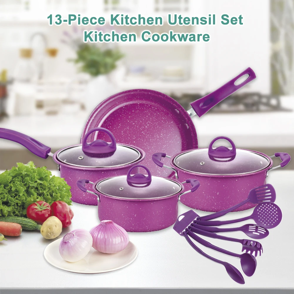 13PCS Kitchen Utensil Set Non-Stick Pots And Pans Set Kitchen Cookware Gifts for Friends and Family