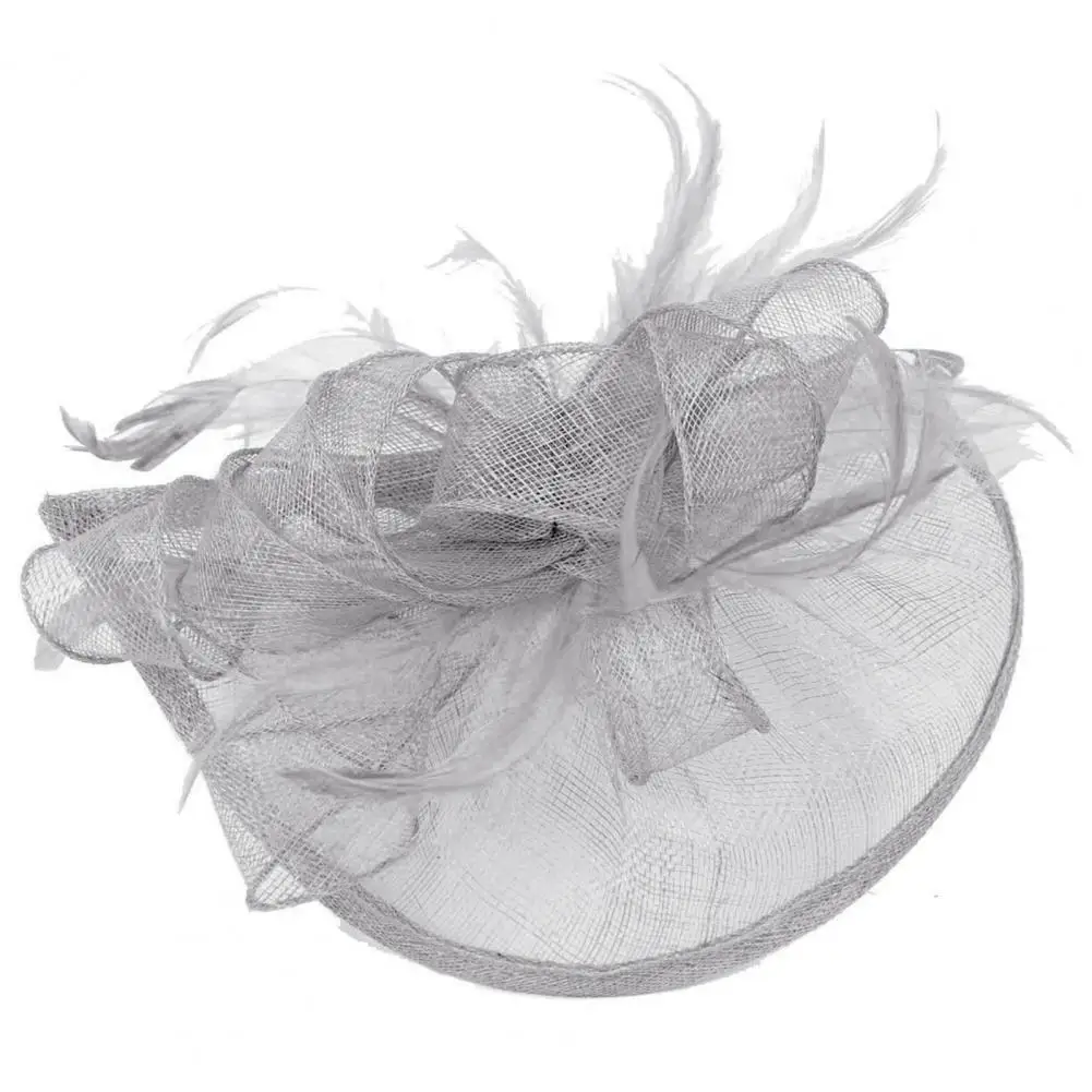 Elegantní fascinator čepice protiskluzový kov klip kvést pletivo stuhy peří večírek headwear vlasy příslušenství