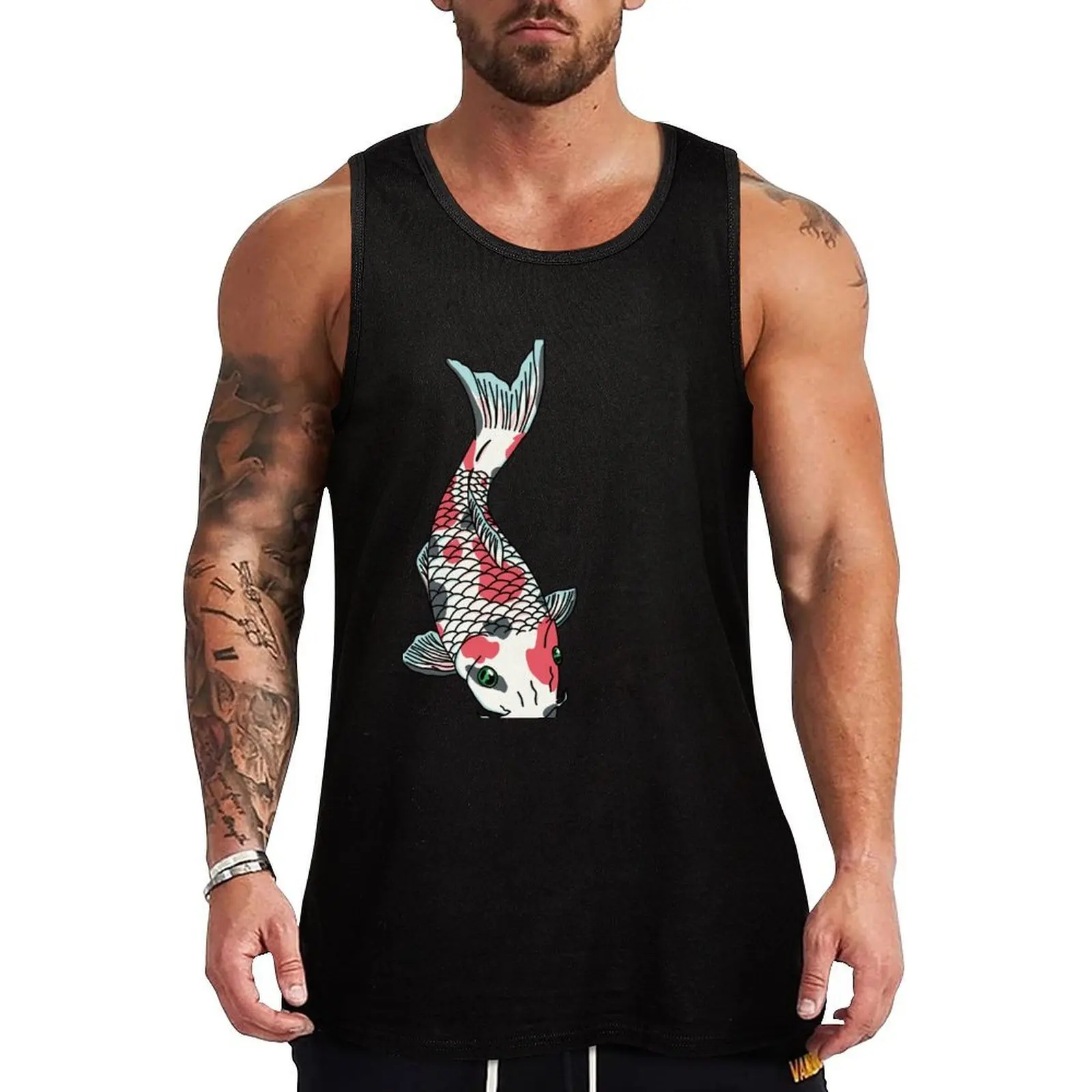Koi fish Tank Top Running Jogging Tank Top Moisture Wicking Dry Fit