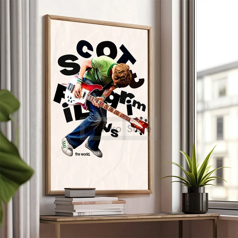 Scott Pilgrim Guitar Funny Fantasy Cartoon Character Illustration Poster Prints Canvas Painting Wall Art Picture Home Room Decor