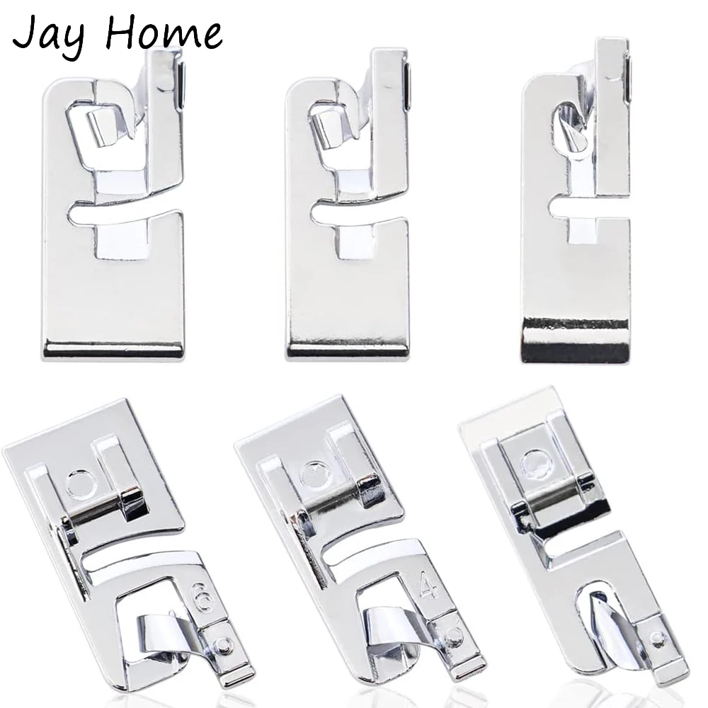 

6PCS Narrow Hem Sewing Machine Presser Foot Set Household Sewing Presser Foot Sewing Machine Parts for Most Sewing Machines