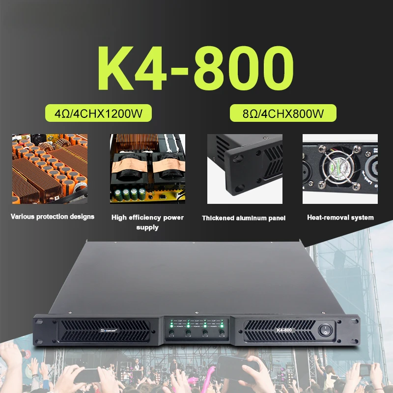 For K4-800 sound quality 4 channel 800w power amplifier class d audio amplifier outdoor