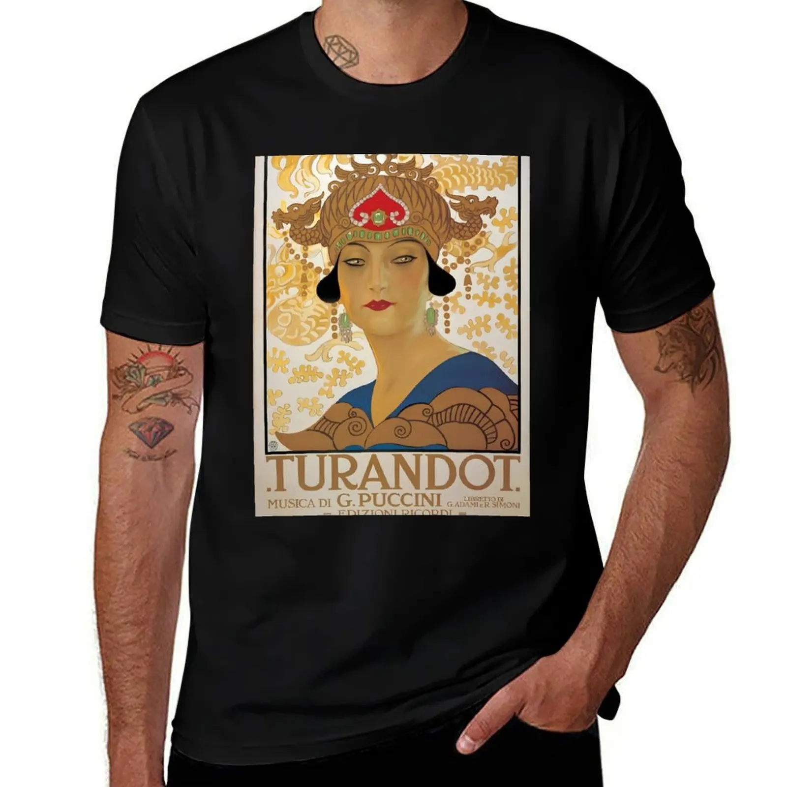 Old opera poster Puccini, Turandot -Puccini Turandot Vintage Opera Poster T-Shirt croswit shirt man Clothing mens white t shirts
