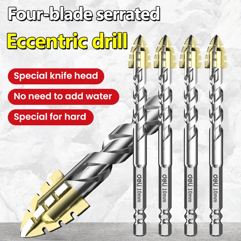 

10Pcs Four-blade serrated Overlord Drill Glass Masonry Drill Bit Set 5/6/8/10/12mm Drill Ceramic Drill Tile Drilling Tools Set