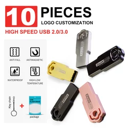 Zsuit 10pcs USB Stick Creative Pen Drive 16G Metal USB Flash Drive 64G 128GB PenDrive Free Logo Publicity Gift USB Stick