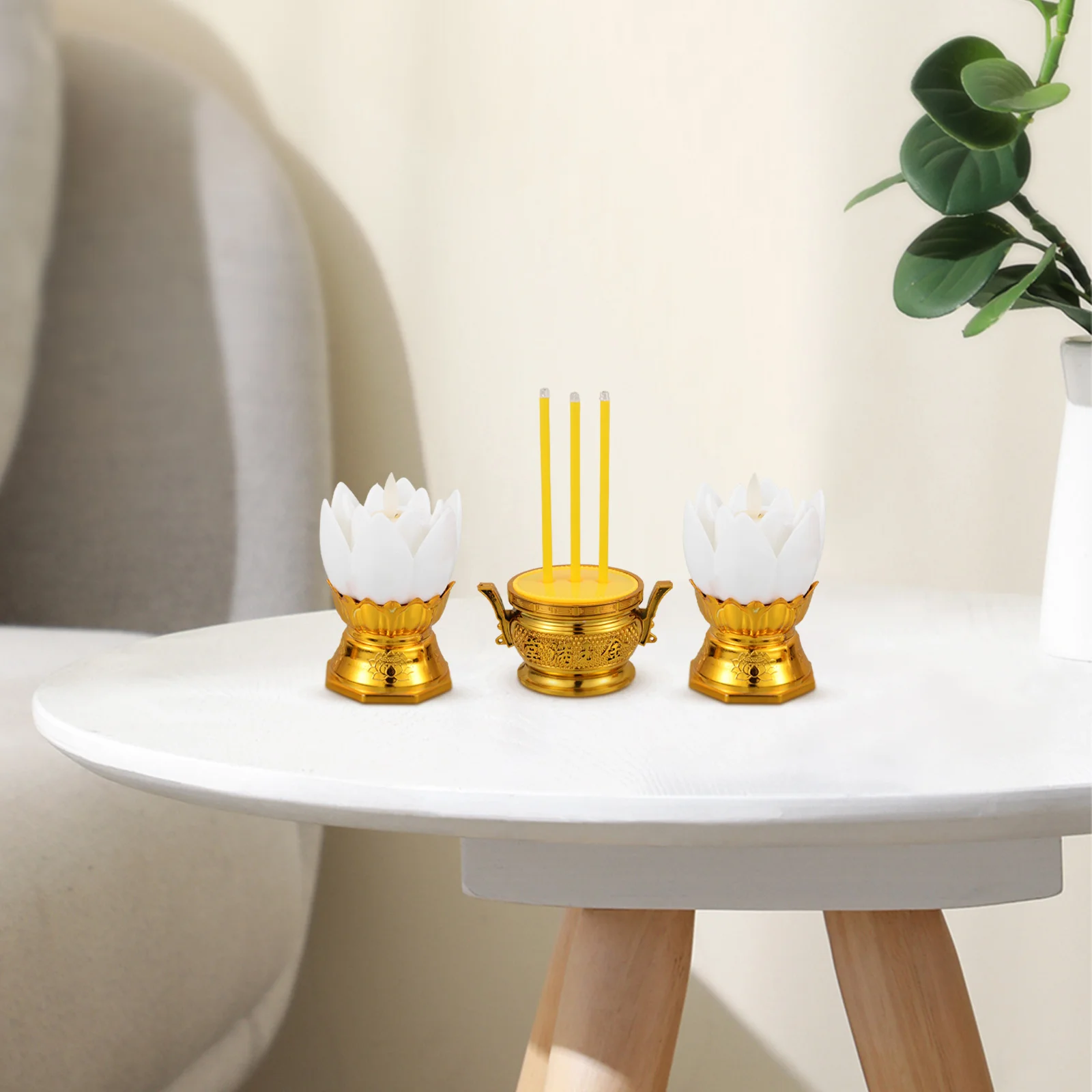 

1Set LED Lotus Flower Lamp Buddhist Supplies Exquisite Workmanship Flameless Safe for Home Festivals Decoration Lighting