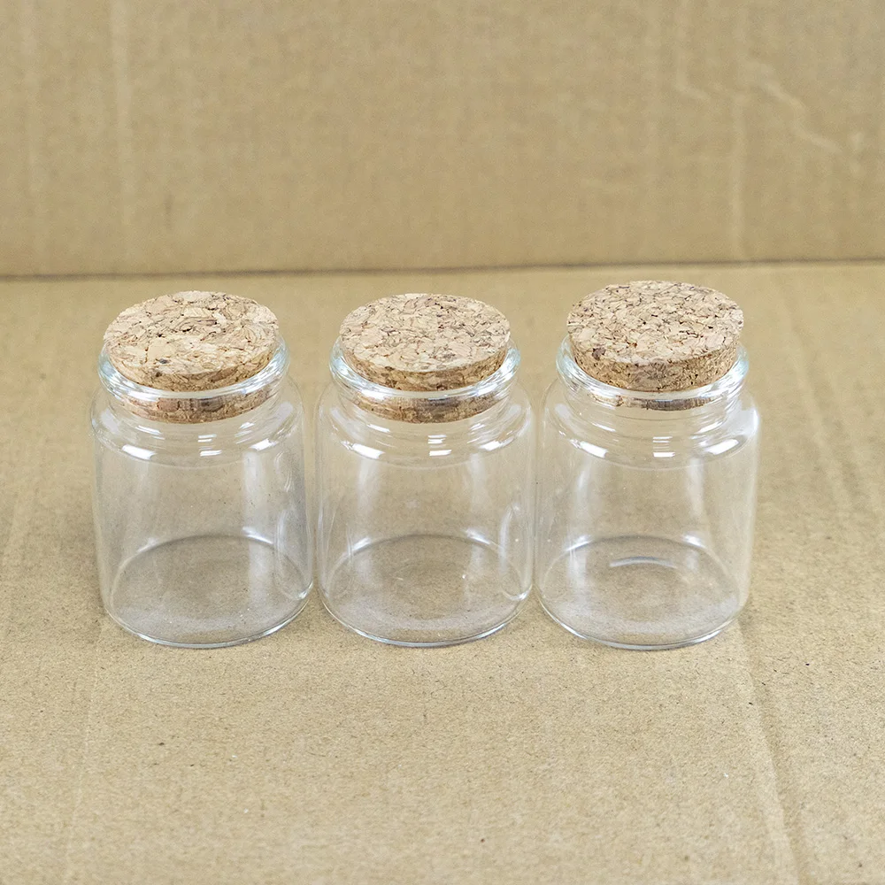 

6 Pieces 47*60mm 60ml Cork Glass Bottle Stopper Spicy Storage Jar Bottle Containers Glass spice storage Jars Vials DIY Craft