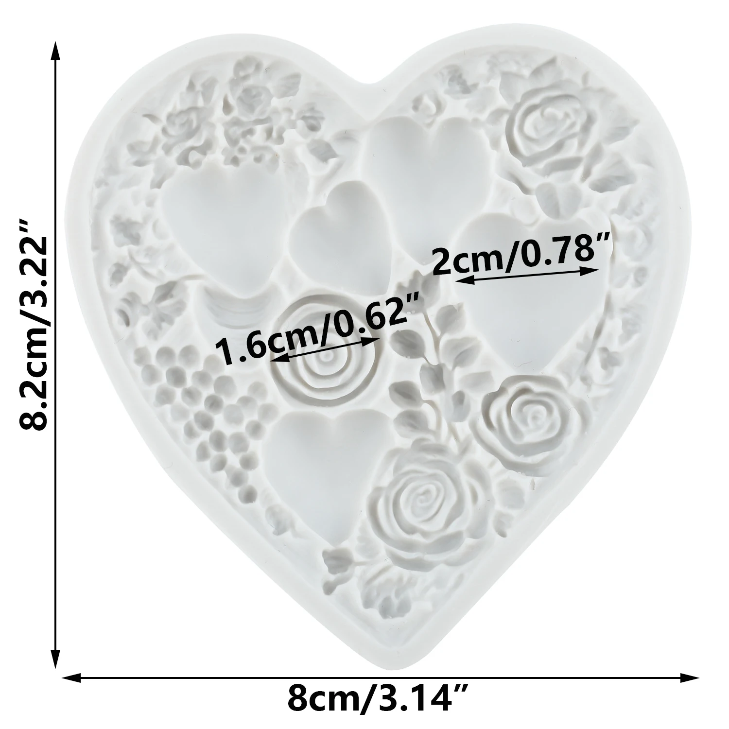 Love Heart Silicone Molds Rose Flower Fondant Cake Decorating Tools Cupcake Topper Chocolate Candy Craft Gum Paste Polymer Clay