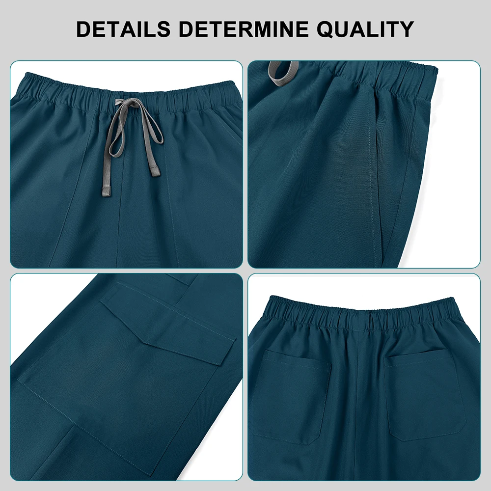 زي المستشفى الطبية ممرضة موحدة مرنة تنفس قصيرة الأكمام أعلى السراويل المستقيمة الرعاية الصحية الصيدلة ملابس العمل جديد