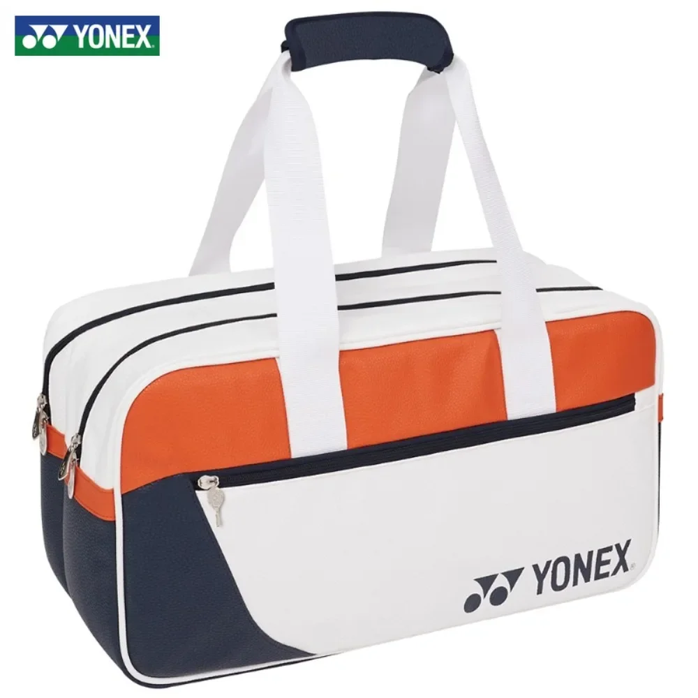 YONEX High Quality Durable Badminton Racket Sports Bag PU Leather Mini Tournament 2-3 Pieces Tennis Racquet Bag Unisex White