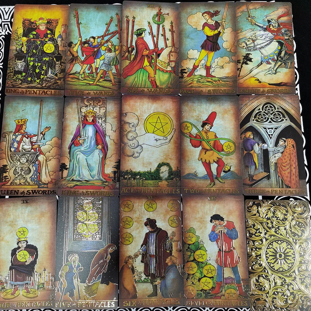 Altın sınırsız yükseltilmiş Tarot takım elbise masa oyunu 12*7cm kağıt kılavuzu kehanet tahmini su geçirmez High-end astroloji