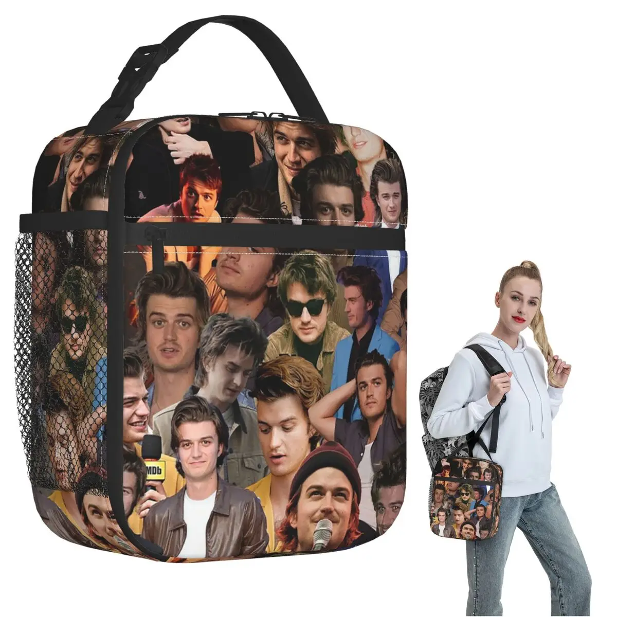 Joseph Keery Photo Collage Insulated Lunch Bag for Women Children Leakproof Food Boxes Thermal Lunch Box Tote