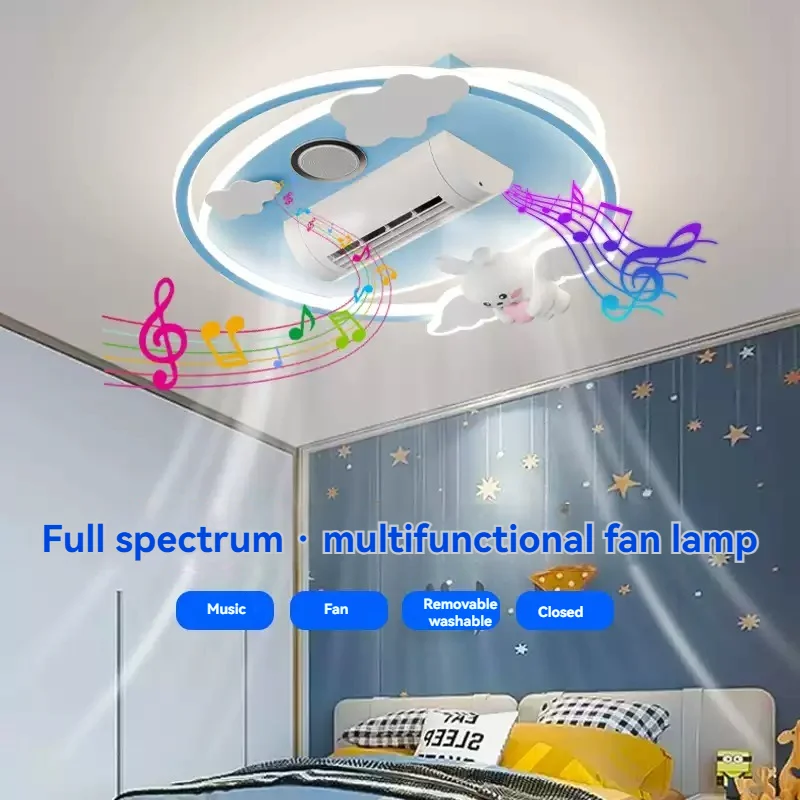 Ventilador de techo sin aspas con luces y mando a distancia para habitación de niños, luz Led para comedor