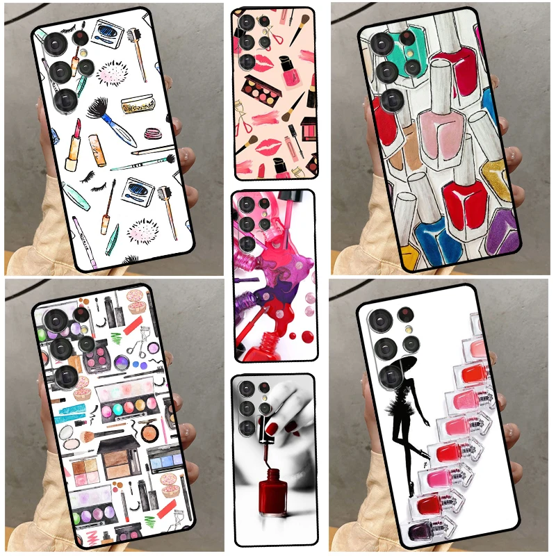 Cosmetics Nail Polish Case For Samsung Galaxy S22 S21 S23 Ultra S8 S9 S10 Note 10 Plus Note20 Ultra S20 FE Cover