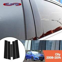 Bright black carbon fiber door and window B C Pillar sticker suitable For Honda City 2008-2014 2009 2010 2011 2012 2013