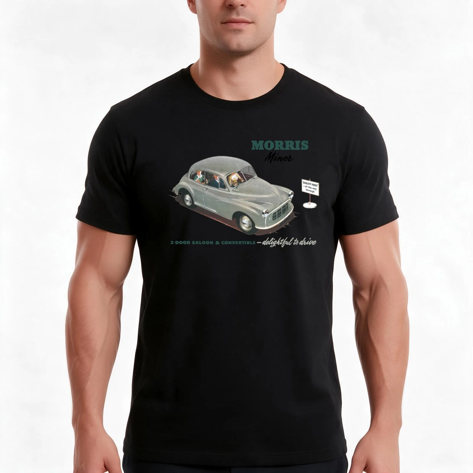 MORRIS MINOR T-Shirt, Summer Casual Cotton Tee, Oversized Streetwear Tops, Vintage Graphic Print, Loose Fit Short Sleeve