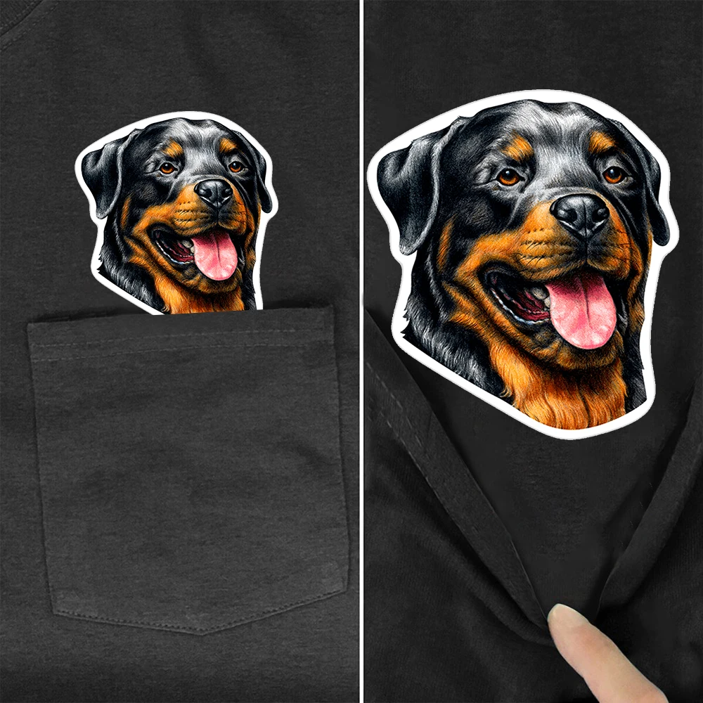 CLOOCL 100% Cotton T-shirts Fashion Funny Dog Rottweiler Pocket Tops Hip Hop Tees O-neck Short Sleeve Woman Tshirts