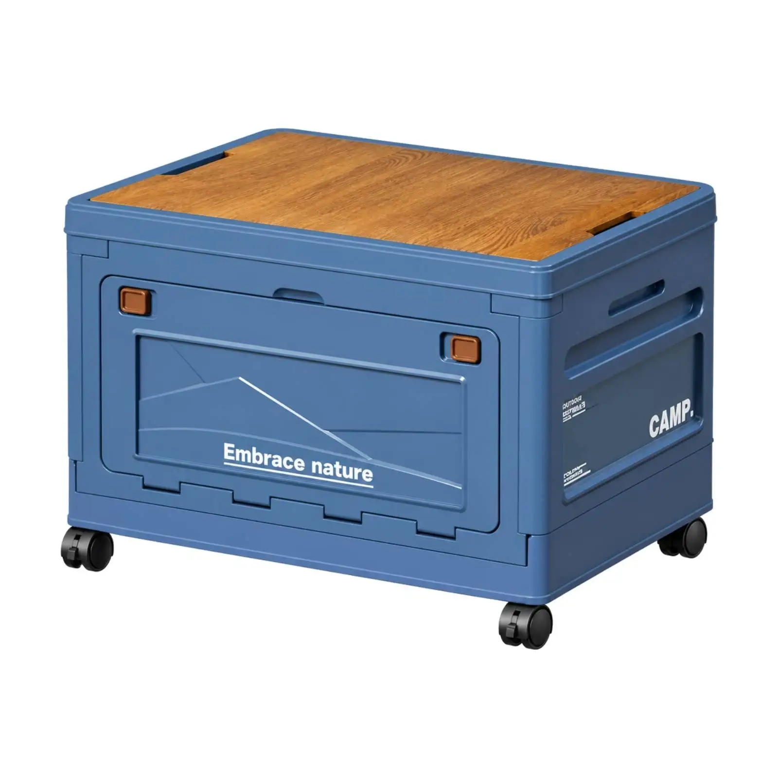 Space Saving Collapsible Storage Bin with Casters and Flat Surface for Serving Drinks Camping Equipment
