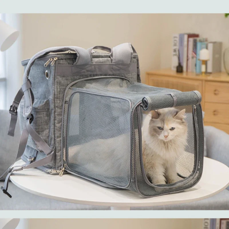 

Pet Bags Foldable Breathable Portable Dog and Cat Backpack Durable Comfortable Outdoor Travel Carrier Plush Pet Backpack
