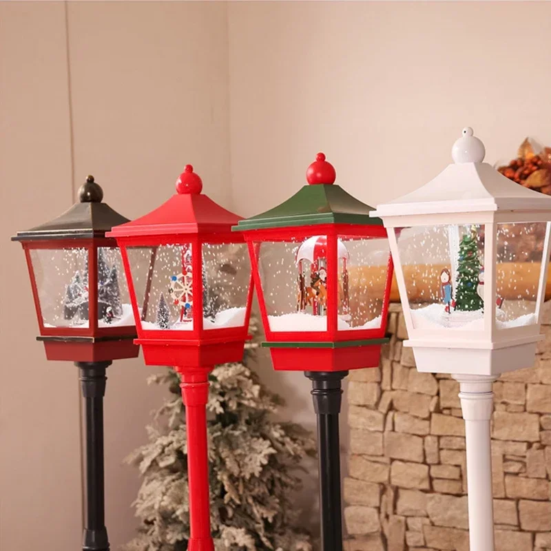 Hot sales Christmas Decoration Indoor and Outdoor Hanging Santa Claus Street Lamp Snowing  Storm Lantern with Music
