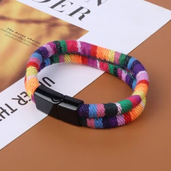 Wholesale Colorful Cotton Bohemia Bracelet Boho Ethnic Fabric Bracelets Magnetic Buckle Bracelet Jewelry Gifts Women Men