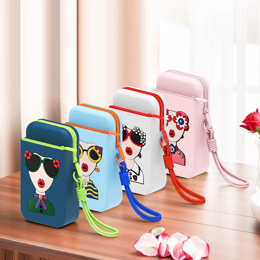 

Cute Silicone Cosmetic Bag Multi-purpose with Wrist Strap Glasses Case Double-layer Sunglasses Case Box Women