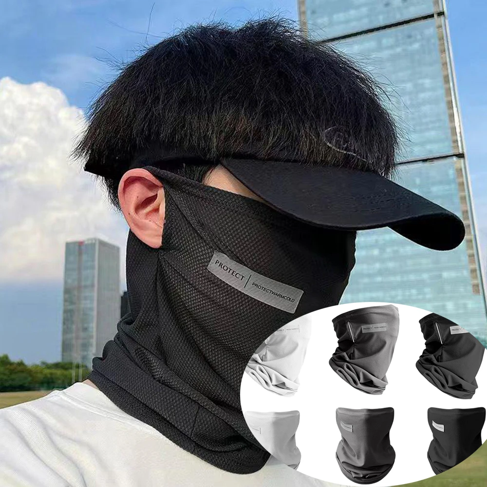 

Hot Selling Men's Sunscreen Face Mask Neck Wrap Sun Protection Ice Silk Mesh Mask Anti-UV Face Cover Cycling Breathable Summer