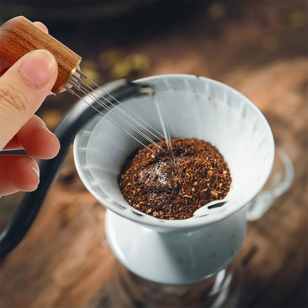 

2 шт., игла для кофейного порошка, мешалка для эспрессо, деревянная ручка из нержавеющей стали, устройство для распределения кофе, кафе, домашнее использование