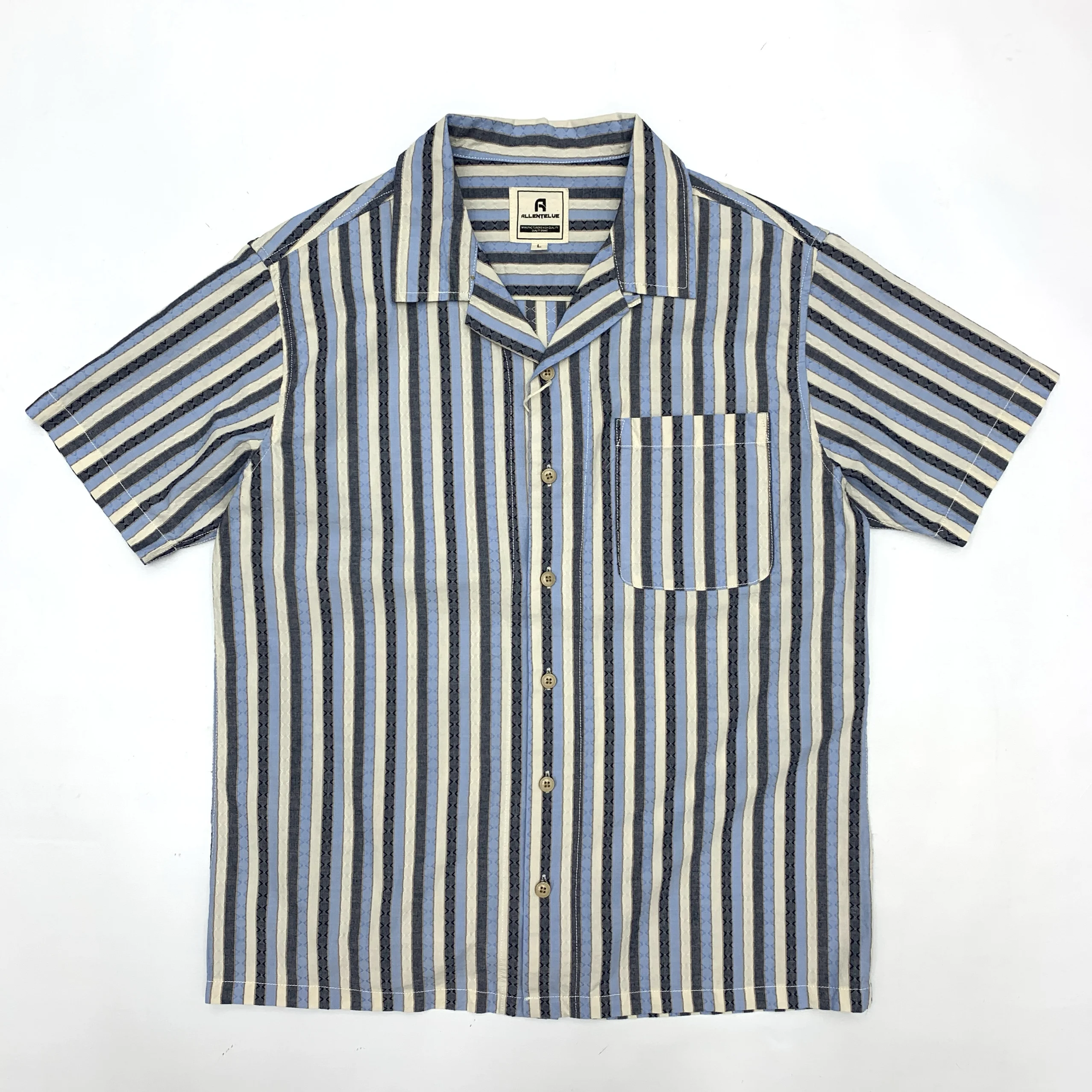 Cotton Striped ort Sve irt Loose Fit Cuban Collar Men's Retro Japanese Sle Summer irt Women's Top f Sve irt