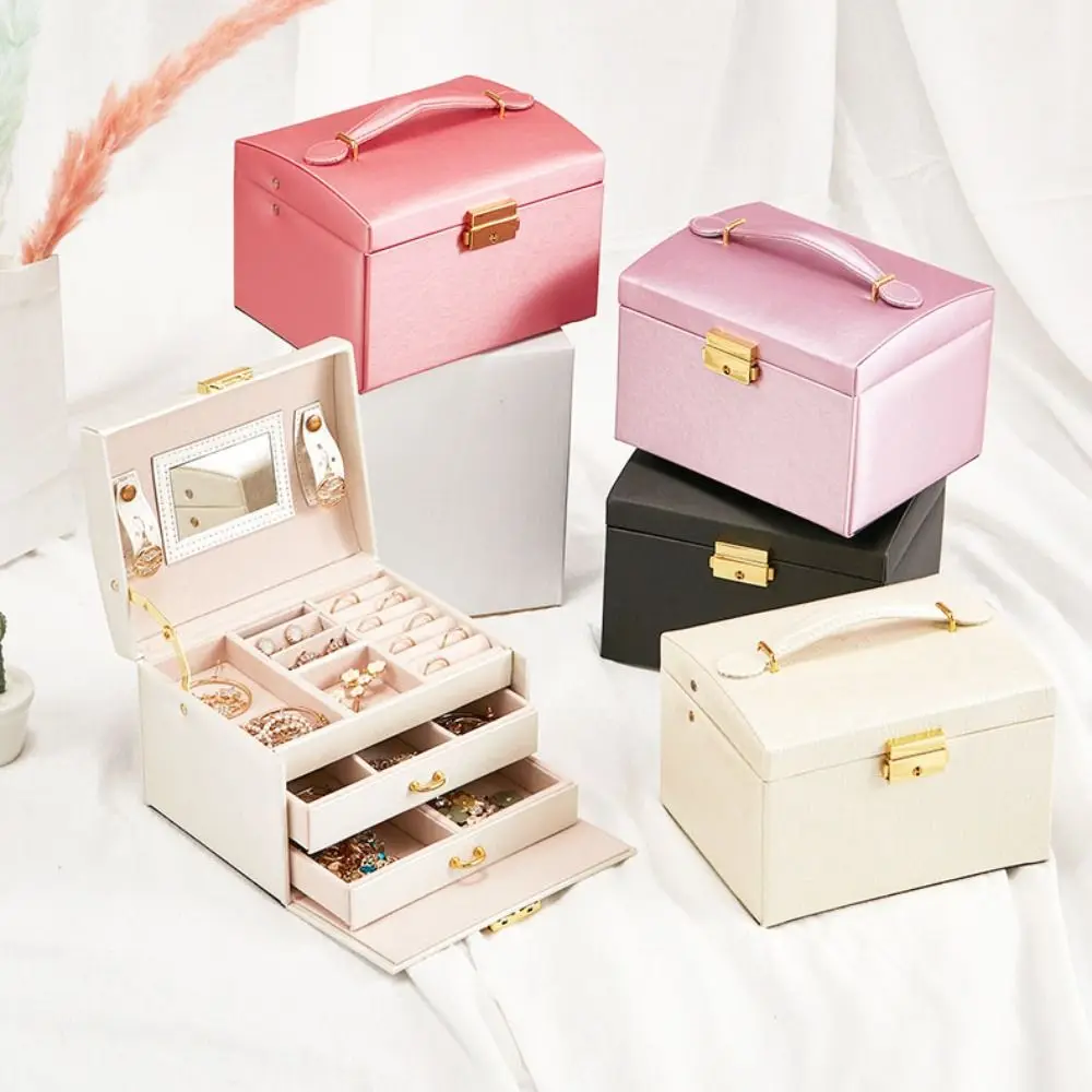 PU Leather Jewelry Packing Bag Multi-layer Bracelet Earrings Jewelry Holder Large Capacity Organizer Square Jewelry Box Travel