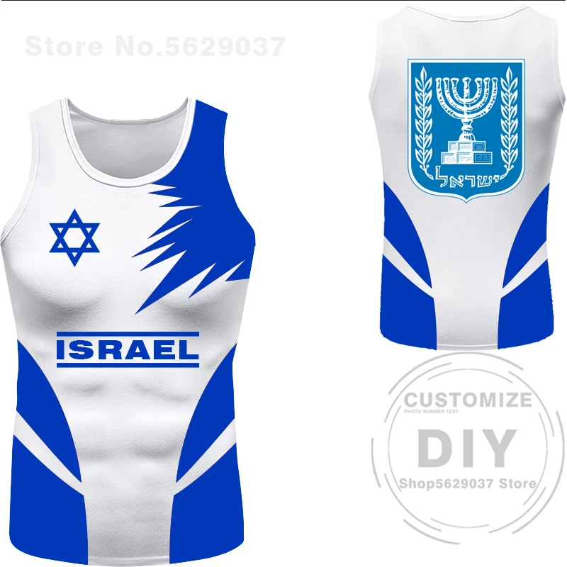 Israel Vest Free Custom Made Name Isr Tank Top Nation Flag Il Judaism Arabic Country Hebrew Arab Print Logo Sleeveless T-Shirt