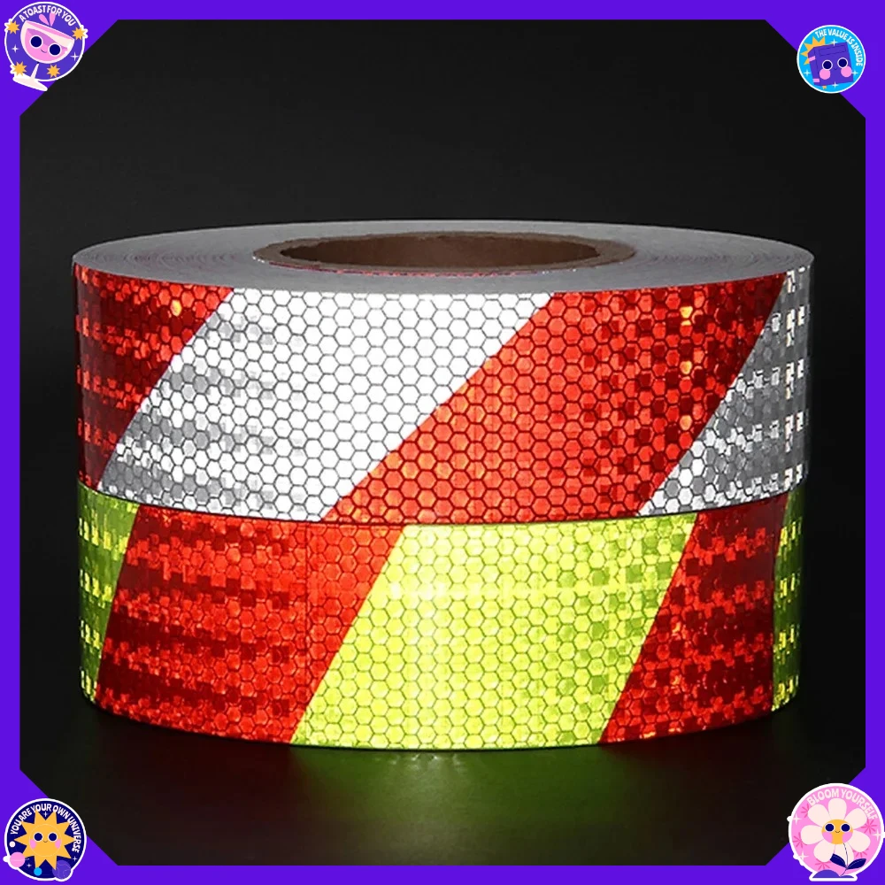 

1-рулонная блестящая светоотражающая предупреждающая лента безопасности, самоклеящаяся саржевая печатная светоотражающая лента для безопасности автомобиля, светоотражающая лента