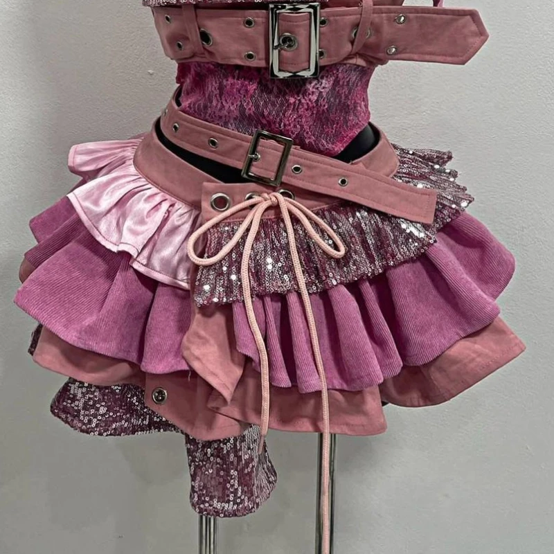 2000s الجمالية الشرير نمط المرأة الجديدة 2 قطعة مجموعة مثير بلوزات بلا حمالات + تنورة عالية الخصر الإناث ريترو شيك الملابس الكورية الشعبية #3